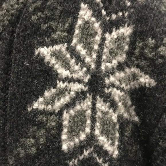 NOMADIC TRADERS Cardigan Sweater Full Zip Black Wool Fair Isle By Hand Size M - Picture 6 of 11